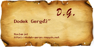Dodek Gergő névjegykártya